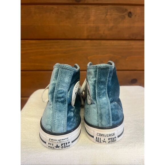 Converse Womans  Chuck Taylor All Star high-top sneakers in a teal velvet Sz 8 - Picture 3 of 8
